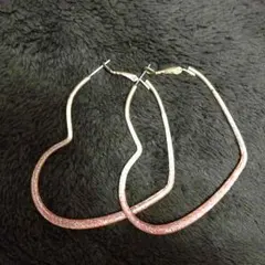 ハートピアス ラメ ピンク