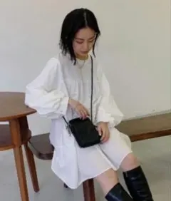 新品　URBAN RESEARCH　ティアードボリュームワンピース F ホワイト