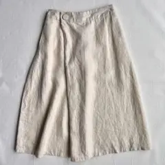 パラスパレス リネンスカート S アイボリー 麻 フレア ミモレ丈のサムネイル