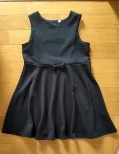美品★黒★リボン付き★Aライン★ワンピース★130cm★冠婚葬祭にも★