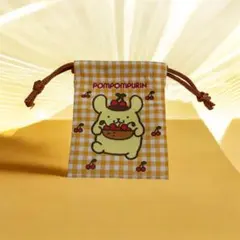 ポムポムプリン 巾着袋 さくらんぼ チェック柄