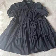 ZARA ザラ ティアード ミニワンピース シャツワンピース ブラック