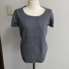 綿混ニット半袖パフスリーブセーター