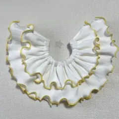 ハンドメイド　メロウフリルスタイ　白リブ生地×黄色　水色×ピンク