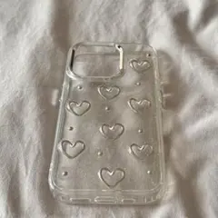 ハート模様の透明iPhone15Proケース