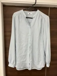 UNIQLO 長袖ブラウス ライトブルー XLサイズ