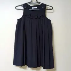 セレモニー　フォーマル　ジャンバースカート　卒入　130　ネイビー　ワンピース