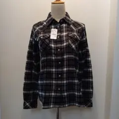未使用長袖チェックシャツ 黒と白(フランネル)