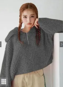 新品未開封　グレイル　ニット　トップス　グレー リブ編み 長袖 F