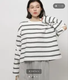 春　ツイストスリットロングTシャツ　オフホワイト　ニコアンドのサムネイル