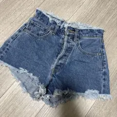 【美品】AZUL BY MOUSSY デニムショートパンツ フリンジ 24