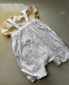 petit main リボン付きサロペット 06 クリーム色