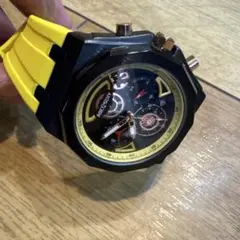 【日本未発売】AOCASDIY 海外ブランド　電池式　イエロー　クロノグラフ