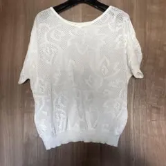 セモア 透かし編み ホワイトニット 半袖のサムネイル