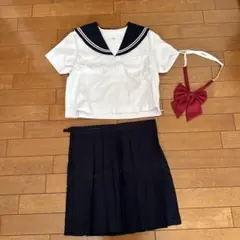セーラー服 制服 白・紺 リボン付き