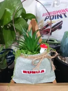 リメイク缶　フェイクグリーン　多肉植物　インテリア雑貨　ガーデニング　炭　消臭