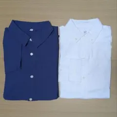 ①GAP Kids 白長袖シャツ 150　②トップバリュ 紺半袖シャツ 160