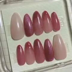 ピンク系グラデーションネイルチップ10個セット
