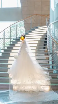 ANNAN ロングウェディングベール（4m、前長め、パイピング）