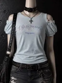 ニ*ン様 mezzo piano y2k 肩出しTシャツ 160 平成女児 バレのサムネイル