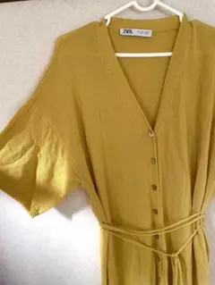 ZARA マスタード ロングニットワンピース