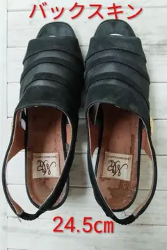 ブラックストラップサンダル 24.5cm ヒール4cm