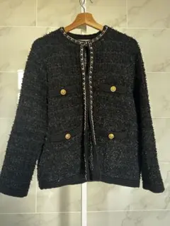 アプワイザーリッシェ　ノーカラーツイードジャケット