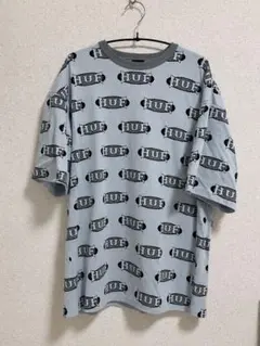 【新品】HUF 総柄 ロゴプリント Tシャツ ライトブルー Y2Kのサムネイル