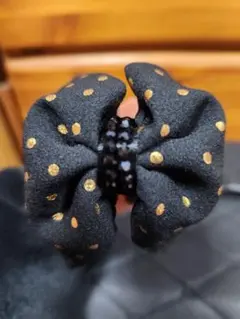 ミニリボンクリップ ヘアクリップ ブラック ロングヘアー 大人かわいい バレッタ