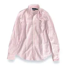 RALPH LAUREN ストライプシャツ　ピンク　ポニー刺繍　カスタムフィット