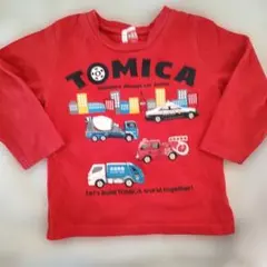 TOMICA 赤 車両デザイン 長袖Tシャツ