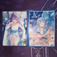 ホロライブ スリーブ 単品 2枚 トワ様 すいちゃん 白詰草 チェキ風 ②