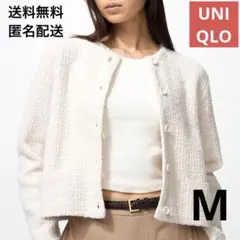 UNIQLO ニットショートジャケット 白 ホワイト Mサイズ