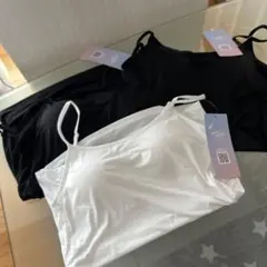 着るクーラーみたいなカップ付きキャミソール 黒 (2)白 (1)M 3枚セット