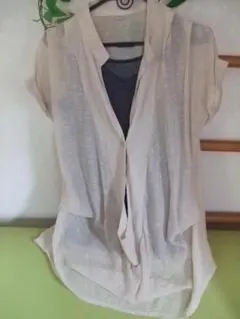 フェリシモ スキッパーチュニック　Lサイズ　透け感のサムネイル