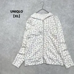 UNIQLO/ジップパーカー/XL/白/総柄/ディズニーコラボ/カジュアル