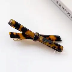 No.256B アクリルリボンべっ甲クリップ ブラウン 韓国 量産型 地雷 春夏