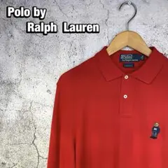 人気ポロベア Polo by Ralph Lauren 長袖ポロシャツ 赤 刺繍