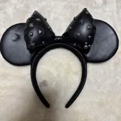 ミッキーマウス風カチューシャ 黒 スタッズ付き