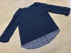 オンワード樫山　トップス　ブラウス　ニット　ブラック　花柄　黒