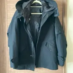 ナノユニバース　テックフライトメルトン　ショートモッズコート　ブラック