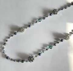 スワロフスキーロングネックレス★ネイビー