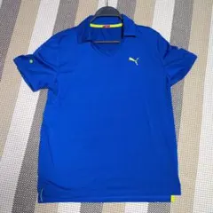 PUMA プーマ Vネック 半袖ポロシャツ ブルー
