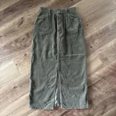 コーデュロイ　ロングスカート　オリーブグリーン　美品　ビンテージ