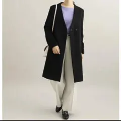 /＊c【未使用】ビス VIS ウールブレンドコート ノーカラー コート アウター