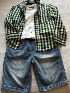 カルバンクラインキッズ⭐︎シャツハーフパンツTシャツ３点セット⭐︎美品⭐︎サイズ7