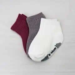 【新品】ベビー　キッズ　リブソックス 子供靴下 9-14cm 3足　滑り止め付