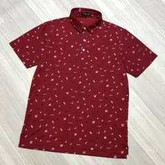 美品★Tour division★ゴルフ吸汗速乾ストレッチポロメンズMレッド花柄のサムネイル