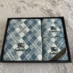 Burberrys タオルセット 青と白のチェック柄