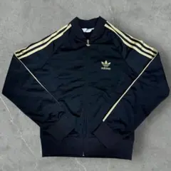 28 アディダス トラックジャケット ブラック×ゴールドM トラックトップ